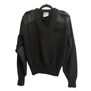 Vintage 80's Navy Neck Pullover by Jack Young Sweater sz M Military Issued made